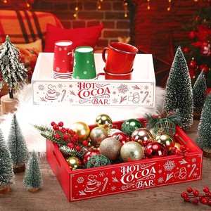 Caja de almacenamiento de madera, organizador navideño, decoración rectangular reutilizable para el hogar, vajilla para fiestas navideñas - Product Image 3