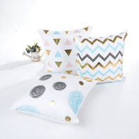Housse de coussin personnalisée moderne dorée, motif géométrique carré, patchwork, sublimation, points, plantes, écologique, décoration intérieure