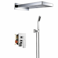 Système de douche dissimulé trois fonctions, grand douchoir carré à effet pluie, pulvérisateur à main en laiton et céramique, mural, moderne, pour spa, hôtel, villa
