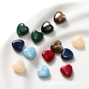 Acrylic Heart <b>Beads</b> Colorful Loose <b>Beads</b> For Jewelry Making Yiwu Origin Environmental Friendly - Product Image 1