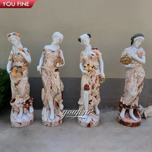 بالحجم الطبيعي حديقة أربعة مواسم السيدات الإناث تمثال من الرخام للبيع