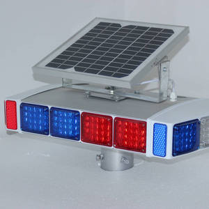 Hankun Solar Traffic Warning <b>Light</b> Led Flashing Red Blue Four Side Signal Lamp <b>Pole</b> Mount Ip65 Aluminum Frame - Product Image 2