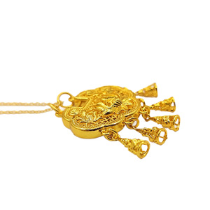 New Chinese style hollowed-out lotus tassel pendant necklace with peace lock, a modern and elegant Chinese fashion clavicle - Product Image 5