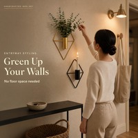 Vas Bunga Berlian Besi Modern Bingkai Logam Geometris Ornamen Dekoratif Minimalis untuk Dinding Ruang Tamu Kamar Tidur