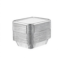 Conteneur rectangulaire jetable en aluminium épais de 230 ml (8 oz) avec couvercle en plastique PP de qualité alimentaire, moulé en pulpe, idéal pour les plats à emporter rapides