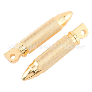 Pedales de Motocicleta Moshark de 143 mm, Tipo Bala CNC, Universales para Modificación de Harley, Negros con Recubrimiento Electrolítico Dorado - Product Image 2