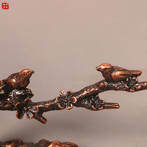 Porta Incienso de Aleación Estilo Antiguo con Motivos de Pájaro Porrón y Flor de Ciruelo, Bandeja para Incienso, Incienso de Flujo Inverso, Pájaro Porrón, Flor de Ciruelo, Mascota de Incienso - Product Image 4
