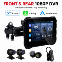GPS para Motocicleta, Navegación Moto Impermeable, Pantalla IPS de 5 Pulgadas 854*480 con DVR, TPMS, CarPlay Inalámbrico, Unidad de Navegación Inteligente