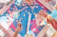 Jeu de Mahjong américain 4 joueurs, 160 pièces, léopard blanc, acrylique monocouche, gravé double face, pliable et étanche