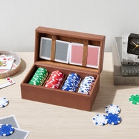 Ensemble de jetons de poker de luxe de haute qualité en cuir PU marron personnalisé, portable, pour le voyage, avec étui