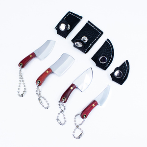 The Hobbyworker Stainless Steel <b>Mini</b> Cleaver Knife Versatile EDC Keychain with <b>Bottle</b> Opener, Sheath & Sharpener Pendant - Product Image 1