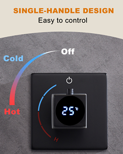 Corps de vanne de <span class=keywords><strong>douche</strong></span> dissimulé numérique en cuivre noir Mélangeur mural à motif de pulvérisation de pluie avec robinets de <span class=keywords><strong>douche</strong></span> de bain à noyau en céramique encastrés - Product Image 2