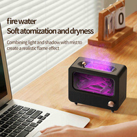 Portable Retro 260Ml Mini Cheminée Humidificateur Led 3D Flamme Aroma Diffuseur Avec Nature Sound