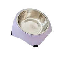 Gamelle inclinée en acier inoxydable pour animaux de compagnie, pour le soin du cou, gamelle surélevée simple pour chat et chien avec base antidérapante