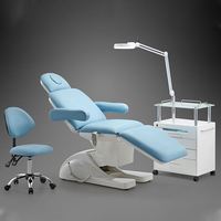 Table de soin électrique 3 moteurs réglable en cuir PU multi-sections pour salon de beauté, spa, clinique des cils