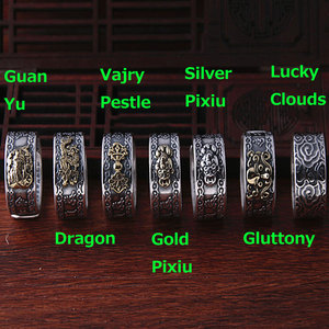 SC vendita calda 9mm Feng Shui Mantra anelli regolabili S990 Sterling Silver ricchezza cambia fortuna amuleto Pixiu anello per uomo donna - Product Image 2