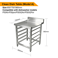 Plan de travail en acier inoxydable 304 pour lave-vaisselle commercial, table de cuisine personnalisée pour restaurant P50 P60