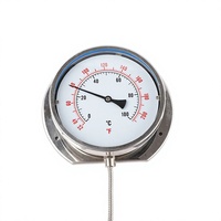 Termometer Industri Bimetal Baja Tahan Karat HUBEN Tipe Flens Aksial Skala Ganda IP55 Tahan Air WSS-401