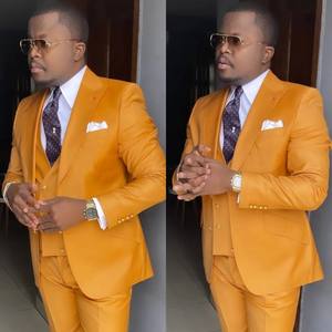 Élégant <span class=keywords><strong>Costume</strong></span> Trois Pièces <span class=keywords><strong>Bleu</strong></span> et Orange pour Homme, Smoking <span class=keywords><strong>de</strong></span> Mariage pour <span class=keywords><strong>Marié</strong></span> : Veste, Gilet et Pantalon – Classique Formel et Complet pour Événements Mondains - Product Image 2