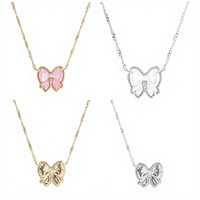 Collier pendentif nœud papillon en perles d'imitation et diamants, chaîne en bambou, cadeau de mariage luxueux et mignon pour femme