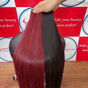 Extensiones de Cabello Humano Vietnamita Color Borgoña Liso, Cabello en Trama 100% Humano Vietnamita de Alta Calidad - Product Image 6