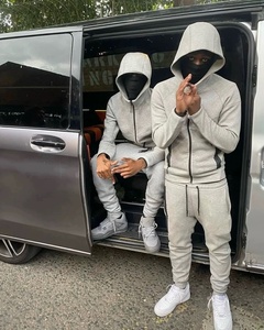 Tech Fleece Erkek Uzun Kollu Spor Takım Elbise Kapüşonlu Pamuklu Baskılı Fermuarlı Eşofman Altı Baharlık Ceket Renk Bloklu Düz Renk 2'si 1 Arada Set - Product Image 2