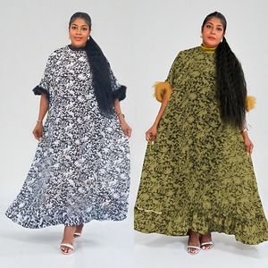 <span class=keywords><strong>Abito</strong></span> <span class=keywords><strong>Lungo</strong></span> Stampato <span class=keywords><strong>con</strong></span> Collo Quadrilaterale per Donne Africane Taglie Forti, Stile Europeo e Americano <span class=keywords><strong>con</strong></span> <span class=keywords><strong>Maniche</strong></span> <span class=keywords><strong>a</strong></span> <span class=keywords><strong>Pipistrello</strong></span>, Prodotto in Africa - Product Image 4