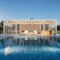 Pergola d'extérieur motorisée en aluminium avec lames orientables, imperméable, pour jardin, gazebo, mobilier de sauna