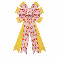 Ruban décoratif jaune superposé à motif carotte rose pour la Pâques, idéal pour les présentoirs de fête du Lapin, les accents de paniers - Vente en gros