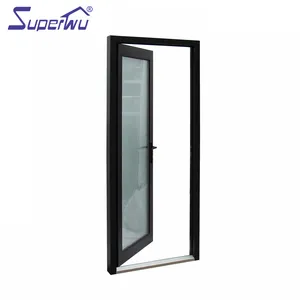 Modern Design Customized Aluminum Thermal Break Exterior Casement Doors With Double Tempered Frosted Glass Hinged Door