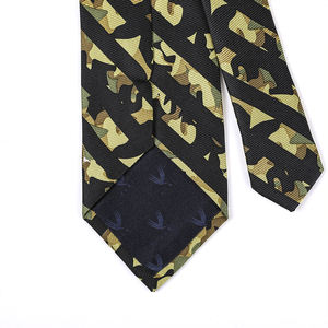 Изготовленный на заказ высококачественный галстук с вашим собственным логотипом 100% шелковый галстук с логотипом ручной печатью Камуфляжный галстук в полоску роскошный галстук - Product Image 5