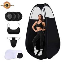 Tente de bronzage par pulvérisation pour salon à domicile, mobile, pop-up, avec sol en plastique imperméable, fournitures jetables pour auto-bronzage, kit 2-en-1 pour 2 personnes