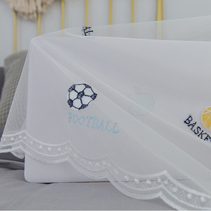 Disegno nordico minimalista bianco <span class=keywords><strong>tende</strong></span> di garza per i ragazzi ragazze camere da letto del fumetto ricamo di calcio tecnica intrecciata per la baia - Product Image 5