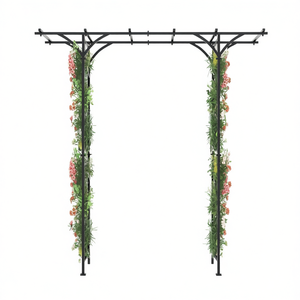 Arbre de jardin noir avec treillis pour plantes grimpantes, roses, 6,8 pieds, acier galvanisé, fournitures de jardin d'extérieur - Product Image 1