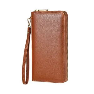 Custom Logo RFID Blocking Women's Clutches Large Capacity Genuine Leather Wallets For Women