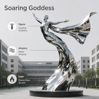 Sculpture Moderne en Acier Inoxydable Poli Miroir, Figurine Abstraite de Oiseau Ailé Soudée, Sculpture d'Attraction pour Campus, Tailles Personnalisées
