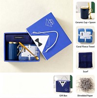Coffret Cadeau Luxe avec Tasse, Cuillère Dorée et Foulard – Élégantes Faveurs de Mariage pour Invités, Anniversaire, Souvenir