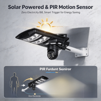 Lampe LED extérieure solaire de sécurité 4MP à faible MOQ, panneau solaire 24W, batterie 18000mAh, WiFi 4G, capteur PIR, étanche IP65
