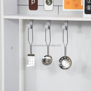 Modern White Wooden Play Kitchen with Vintage Clock Fridge, <b>Microwave</b>, Stove & Sink, Premium Pretend Cooking <b>Set</b> for Kids - Product Image 5