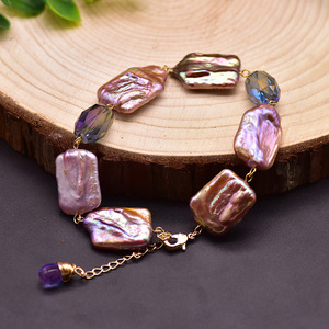 Pulsera <span class=keywords><strong>de</strong></span> Perlas Clásica Retro, Cadena Chapada en <span class=keywords><strong>Oro</strong></span> con Cuentas <span class=keywords><strong>de</strong></span> Agua Dulce Naturales, Joyería <span class=keywords><strong>de</strong></span> Regalo para Mamá, Pulsera <span class=keywords><strong>de</strong></span> Perlas Atemporal - Product Image 2