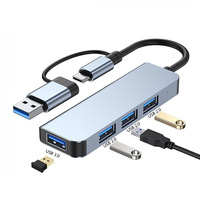 Hub Multipuerto USB 3.0 Tipo-C, Lector de Tarjetas SD/TF, 5-8 Puertos, 5Gbps de Alta Velocidad, Aleación de Aluminio, Pantalla Dual para Macbook/PC Portátiles