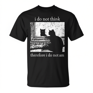 Camiseta con meme de gato, no pienso, por tanto no soy, color negro, unisex, talla para adultos S a XXL - Product Image 2