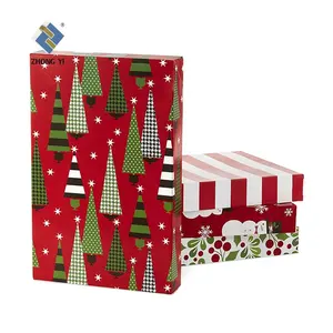 批发圣诞盒纸板纸圣诞装饰包装礼品盒与盖子