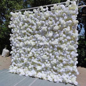Nuevo diseño 4d Flower Wall 2,4 M X 2,4 M Flower Wall Roll up White Flower Wall para la decoración de la boda - Product Image 5