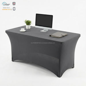 Housse de table ajustée extensible personnalisable en spandex imperméable bleu marine à double couche de 6 pieds pour réunions - Product Image 1