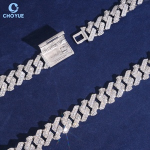 Precio de fábrica: Collar de eslabones cubanos de plata 925 con moissanita, cadena de 2 filas, estilo Hip Hop, 18 mm, chapado en rodio, joyería para fiestas. - Product Image 2