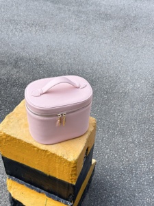 PU Leather Cosmetic Bags Round <strong>Case</strong> with Removable Compartments Toiletry Bag <strong>Make</strong> <strong>up</strong> Organizer with Divider and Handle - Product Image 6