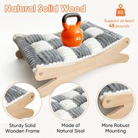 Lit pour chat surélevé en peluche de luxe, hamac confortable pour chat avec cadre en bois massif, coussin en fourrure douce pour chats d'intérieur et petits chiens, toutes saisons