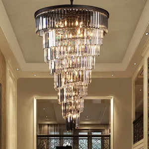 Luxury Crystal Hanging Large Pendant Lamp Modern Ceiling Big Hotel Dining Room E26 Chandelier Light