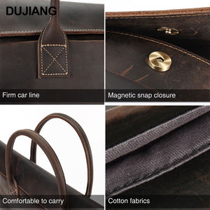 Gros <span class=keywords><strong>café</strong></span> couleur Crazy Horse cuir de vachette véritable mallette d'affaires <span class=keywords><strong>grand</strong></span> sac à main étanche pour ordinateur portable face souple pour hommes - Product Image 4